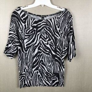 Zebra Print Womens Knit Top By Dna Couture S Polyester & Spandex Blend